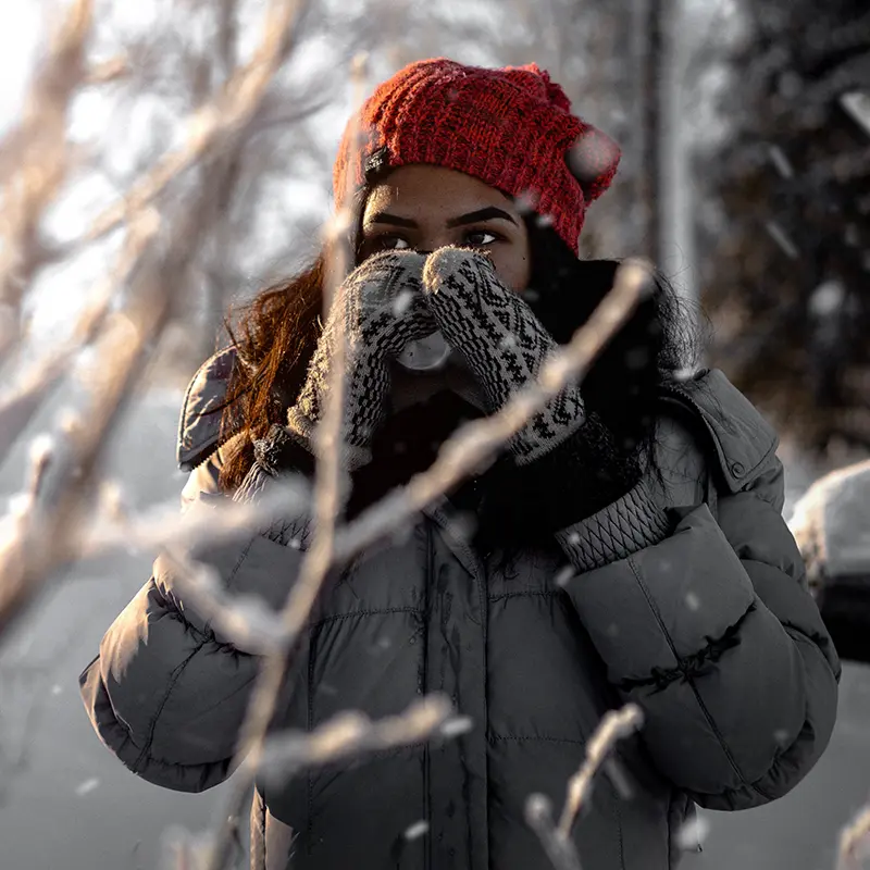 Woman Staying Warm in Cold Weather
