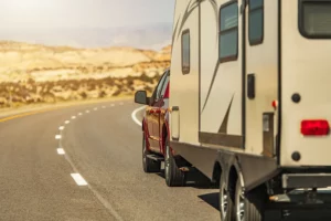 Travel Trailer on a scenic road in Utah