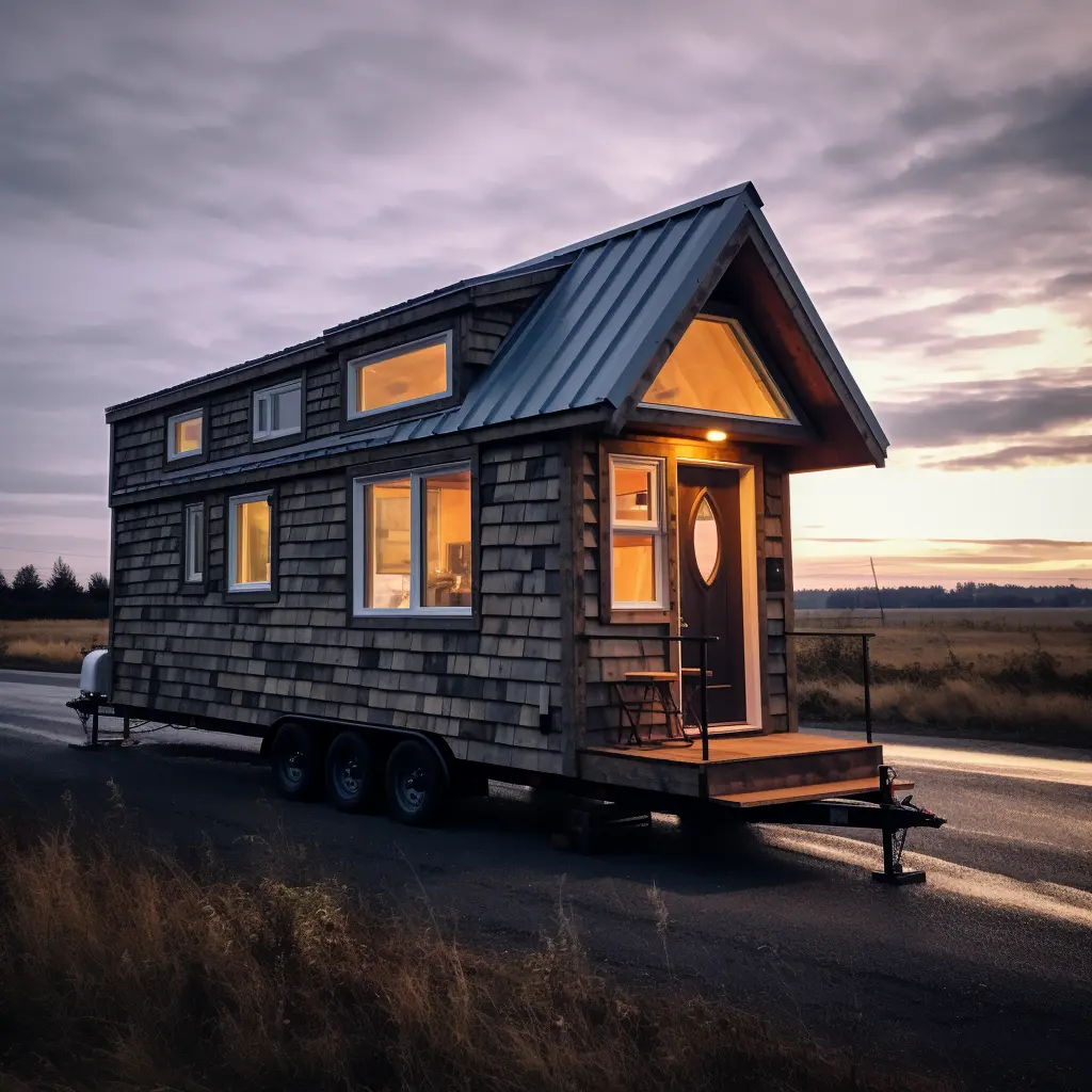 Tiny Home on wheels parked on road